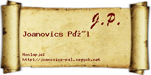 Joanovics Pál névjegykártya